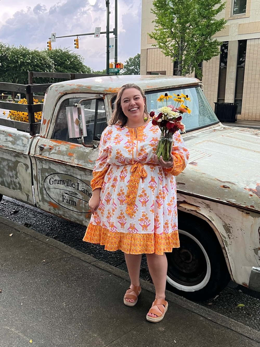 J. Crew Orange & Pink Floral Tie-Waist Sundress